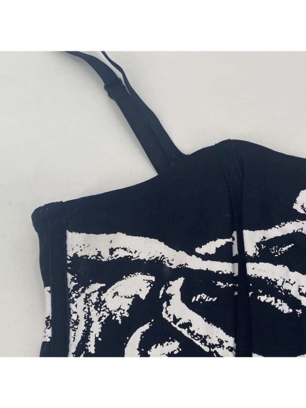 lip service Size M Black Corset Skeleton Grunge With Choker Necklace Y2K Goth - Picture 10 of 15